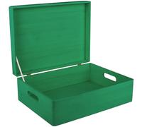 Creative DECO XL Verde Grande Caja Madera Decorativa Almacenaje 40x30x14cm | Con Tapa y Asas | Cofre Decorar Regalo Decoupage | Juguetes, Documentos, Objetos, Herramientas Navidad