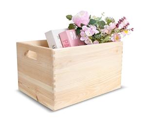Creative DECO XXL Grande Caja Madera Decorativa Almacenaje | 40x30x24cm (+/-1cm) | Asas | Pascua Cesta Cajón Baúl Cofre Multiusos Decoupage Decorar Documentos Objetos Juguetes Herramientas