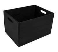 Creative DECO XXL Grande Caja Madera Decorativa Almacenaje Negra | 39 x 29 x 23 cm (+/-1cm) | Asas | Pascua Cesta Cajón Baúl Cofre Multiusos Decoupage Decorar Fruta Documentos Juguetes Herramientas
