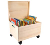 Creative DECO XXL Grande Caja Madera Decorativa con Ruedas | con Tapa y Asas | 40 x 30 x 24 cm (+/-1cm) | Almacenaje Documentos, Juguetes, Herramientas Pascua | Cofre para Decorar Regalo Decoupage