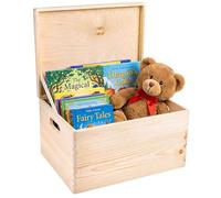 Creative DECO XXL Grande Caja Madera Decorativa | Con Tapa y Asas | 40x30x24cm (+/-1cm) | Almacenaje Documentos Juguetes Herramientas | Cofre Decorar Regalo Decoupage | EN BRUTO SIN LIJAR