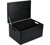 Creative DECO XXL Negra Grande Caja Madera Decorativa Almacenaje | Con Tapa y Asas | 40 x 30 x 24 cm (+/-1cm) | Cofre Decorar Regalo Decoupage | Juguetes, Documentos, Objetos, Herramientas