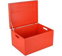 Creative DECO XXL Roja Grande Caja Madera Decorativa Almacenaje | Con Tapa y Asas | 40 x 30 x 24 cm (+/-1cm) | Cofre Decorar Regalo Decoupage | Juguetes, Documentos, Objetos, Herramientas