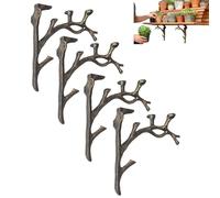 Creative Decorative Tripod Triangle Bracket, Vintage Branch Shape All-Purpose Bracket, Wall Mounted Rustic Metal Industrial Tree Branch Supports for Bookshelf,Flower Rack