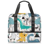 Creative Desig Dinosa - Bolsa de lona deportiva para mujeres, hombres y niños, Kirls Dinosa mármol fin de semana, bolsas de noche separadas para mojado, bolsa de mano de 21 L para viajes, gimnasio,