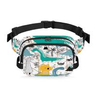 Creative Desig Dinosa - Riñonera multifunción para viajes, deportes, correr, riñonera de mármol Dinosa para mujeres, hombres, niñas y niños, color, XL, Organizador de bolsas