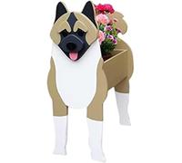 Creative Dog Planter Plant Pots, PVC Material 3D Animal Shape Cartoon Flower Pot, Puppy Planter for Succulents Flowers Herbs, Great Gift for Dog Lovers(American Akita)