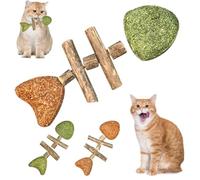 Creative Fish Bone Cat Toy - Palo de limpieza de dientes de hierba gatera de madera, juguete dental natural para gatos, herramienta duradera para el cuidado de los dientes felinos para moler los