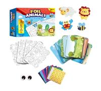 Creative Foil Art - Kit de manualidades con animales de dibujos animados, juguete sensorial para niños | Conjunto de actividades de creación de imágenes de lámina metálica colorida para el desarrollo