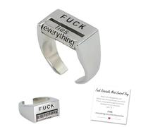 Creative Fu*K Rotatable Mood Control Rings, Adjustable Fuck You Fuck Everything Spinner Rings, Mood Interactive Ring Fu*k Anxiety Fidget Ring, Handmade Inspirational Jewelry Gifts for Women Men