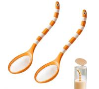 Creative Garden - Cuchara de anguila de jardín, cuchara de tarro de azúcar hecha a mano, bonito agitador de postres con diseño de océano con rayas naranjas y mango de anguilas de jardín, divertidos