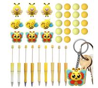 Creative Gel Pens - Writing Tools for Students | Silicone Beads with Non-Slip Grip, Bee-Themed Top, Fun Stationery for Boys Girls Kids Pupil Keychain Jewelry Crafting Highlighting School Home Use