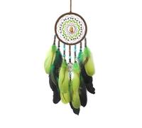 Creative Green Feathers Dream Catcher Eyes Stone Wind Chimes Home Decorations Wall Hanging Bedroom Pendants For Party Gifts Handmade Decorative Pendant with Original Net