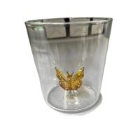 Creative Handmade BUBBLE GLASS CUP Three-Dimensional Animal and Plant Shape Coffee Milk Drink Cute Transparent Glass Cup(Golden Butterfly)
