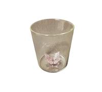 Creative Handmade BUBBLE GLASS CUP Three-Dimensional Animal and Plant Shape Coffee Milk Drink Cute Transparent Glass Cup(Pink Butterfly)