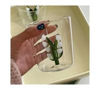 Creative Handmade BUBBLE GLASS CUP Three-Dimensional Animal and Plant Shape Coffee Milk Drink Cute Transparent Glass Cup(10 Bell orchid)