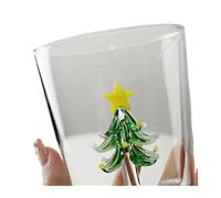Creative Handmade BUBBLE GLASS CUP Three-Dimensional Animal and Plant Shape Coffee Milk Drink Cute Transparent Glass Cup(13 Christmas tree)