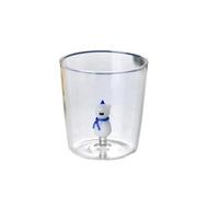 Creative Handmade BUBBLE GLASS CUP Three-Dimensional Animal and Plant Shape Coffee Milk Drink Cute Transparent Glass Cup(17 Scarf Bear)