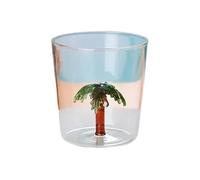 Creative Handmade BUBBLE GLASS CUP Three-Dimensional Animal and Plant Shape Coffee Milk Drink Cute Transparent Glass Cup(12 Coconut tree)