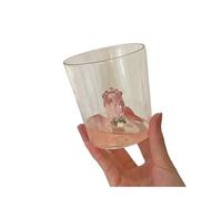 Creative Handmade BUBBLE GLASS CUP Three-Dimensional Animal and Plant Shape Coffee Milk Drink Cute Transparent Glass Cup(09 Rose)