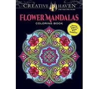 Creative Haven Flower Mandalas Coloring Book: Stunning Designs on a Dramatic Black Background