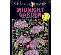 Creative Haven Midnight Garden Coloring Book: Heart & Flower Designs with a Dramatic Black Background