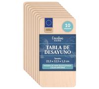 Creative Home 10 x Tabla Cortar Cocina de Madera Aceitada 22,5x12,5x1,2cm | Tabla Clara de Trocear | Haya Natural | Reversible | Accesorio para Servir Aperitivos Quesos Embutidos Desayuno Entrantes