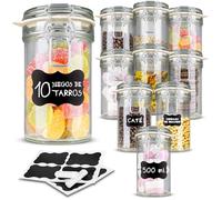 Creative Home 10 x Tarros de Cristal con Tapa Herméticos | 10 x 500 ml