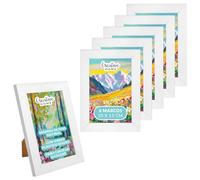 Creative Home 2 x Marco Fotos 10x15 cm Blanco | Madera Pino Rústicos | Portafotos con Soporte y Ganchos para Colgar en Pared Horizontal o Verticalmente | Montaje Fácil | Glás | Juego de 2