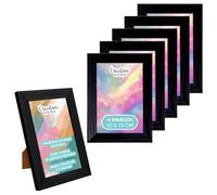 Creative Home 2 x Marco Fotos 10x15 cm Negro | Madera Pino Rústicos | Portafotos con Soporte y Ganchos para Colgar en Pared Horizontal o Verticalmente | Montaje Fácil | Glás | Juego de 2