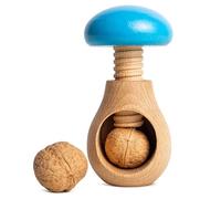 Creative Home Cascanueces de Madera en Forma de Seta | 10 x 7 | Gorro de Color Azul | Madera de Haya Natural | Diseño Interesante | con el Mecanismo de Tornillo | Sólido y Útil