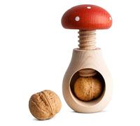 Creative Home Cascanueces de Madera en Forma de Seta de Sapo | 10 x 6 | Gorro Punteado de Color Rojo | Madera de Haya Natural | Diseño Interesante | con el Mecanismo de Tornillo | Sólido y Útil