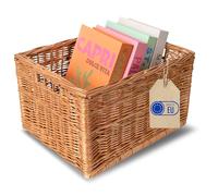 Creative Home Cesta de Mimbre Caja de Almacenaje | Natural con Asas | 40 x 30 x 24 cm (+/- 2 cm) | Hecha a Mano Duradera | Ideal para Documentos, Objetos de Valor, Juguetes, Herramientas | para Niños
