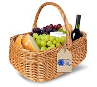 Creative Home Cesta de Mimbre Grande con Asa | 36 x 27 x 32 cm (+/- 2 cm) Ligera | para Picnic Plantas Almacenaje Decoración | Tejida a Mano | Marrón Natural | Multiuso, Práctica y Duradera