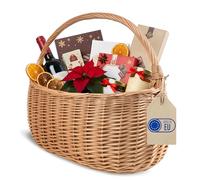 Creative Home Cesta de Mimbre Grande con Asa | 45 x 26 x 41 cm (+/- 2 cm) Ligera | para Picnic Plantas Almacenaje Decoración | Tejida a Mano | Marrón Natural | Multiuso, Práctica y Duradera