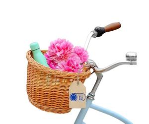Creative Home Cesta de Mimbre para Bicicleta con Cintas 36x29x23cm