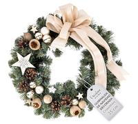 Creative Home Corona de Navidad para Puerta Guirlanda Champán | Redonda Diámetro 35cm | Pared Mesa Ventana Chimenea Entrada | Interior Exterior | Adornos Decoración Coronas Navideñas Colgante