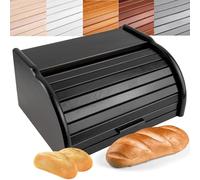 Creative Home Grande Panera Madera Contenedor para Pan Negro