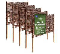 Creative Home Set de 5 Vallas de Mimbre Natural | Tamaño: 60x30cm (+/-1cm) | Valla de Jardín para Delimitar Parterres Decorativa | Cerramiento Cercado de Césped | para Jardín Balcón Terraza