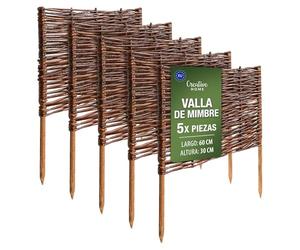 Creative Home Set de 5 Vallas de Mimbre Natural | Tamaño: 60x30cm (+/-1cm) | Valla de Jardín para Delimitar Parterres Decorativa | Cerramiento Cercado de Césped | para Jardín Balcón Terraza