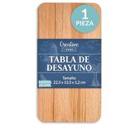 Creative Home Tabla Cortar Cocina de Madera Aceitada | 22,5x12,5x1,2 cm | Tabla de Trocear | de Haya Natural | Reversible | Accesorio para Servir Aperitivos Quesos Embutidos Desayuno Entrantes