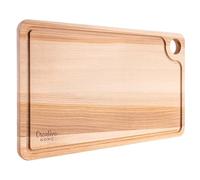 Creative Home Tabla Cortar Cocina de Madera Grande | 42 x 24,5 x 1,5 cm | Tabla de Trocear con Ranura para Jugo | Madera de Haya Natural | Reversible | Accesorio para Servir Aperitivos