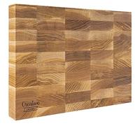 Creative Home Tabla de Cortar de Madera Grande | 32 x 24 x 4 cm | Madera de Roble Natural | Bloque de Carnicero Profesional | Reversible | Gran Accesorio para Cualquier Cocina