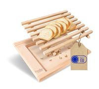 Creative Home Tabla para Cortar Pan Madera Cocina con Recogemigas | 35,5 x 28,5 x 2 cm | con Rejilla Extraíble para Migas | Madera de Haya Natural | Gran Accesorio para Cualquier Cocina