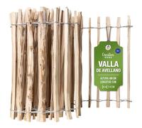Creative Home Valla de Madera de Avellano | 60 cm de Altura y 5 m de Largo | Valla Enrollable | Espaciado entre Listones 3-5 cm | Ideal para Bordes de Flores | Cerca de Jardín de Madera de Nogal