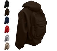 Creative Hoodie with Backpack-Lightweight Zip-Up Travel Sweatshirt for Men Women,Travel Hoodie Men,Fashion Outfits (Coffee,L)