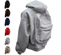 Creative Hoodie with Backpack-Lightweight Zip-Up Travel Sweatshirt for Men Women,Travel Hoodie Men,Fashion Outfits (Gray,M)