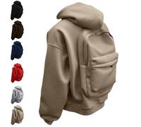 Creative Hoodie with Backpack-Lightweight Zip-Up Travel Sweatshirt for Men Women,Travel Hoodie Men,Fashion Outfits (Khaki,L)
