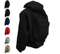 Creative Hoodie with Backpack-Lightweight Zip-Up Travel Sweatshirt for Men Women,Travel Hoodie Men,Fashion Outfits (Black,XL)