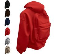 Creative Hoodie with Backpack-Lightweight Zip-Up Travel Sweatshirt for Men Women,Travel Hoodie Men,Fashion Outfits (Red,XXL)